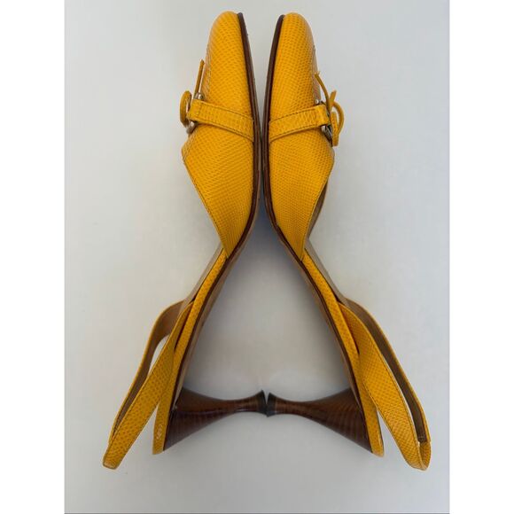 Kate Spade Terry Round Toe Slingback Kitten Heels in Yellow Size 8.5 - Picture 7 of 12